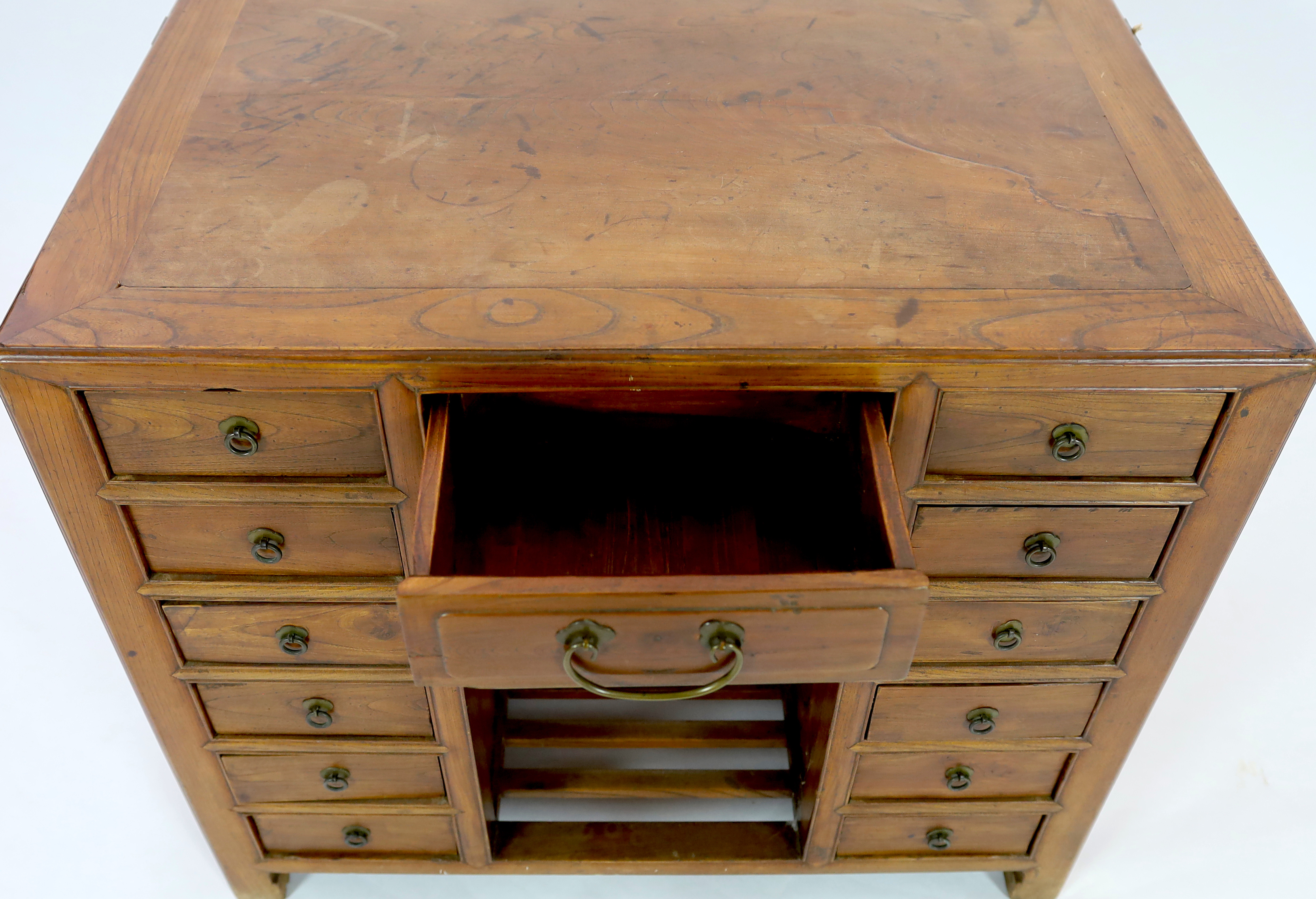 A Chinese jumu kneehole desk, late Qing dynasty